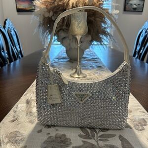 Prada authentic Satin mini-bag with crystals